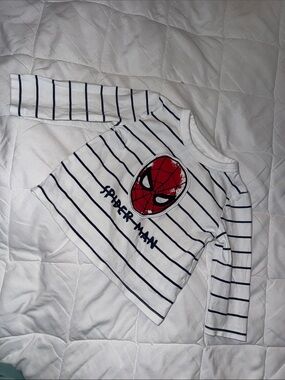 6m Marvel, long sleeve white and black Spider-Man T-shirt boys
